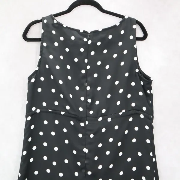 Apostrophe Black Polka Dot‎ Sleeveless Dress Knee Length Retro Tie Chic Large 12 - Image 6