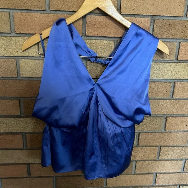 French Connection Inu Satin Smocked Halter Top Pastel Women’s Size XL NWOT - Image 2