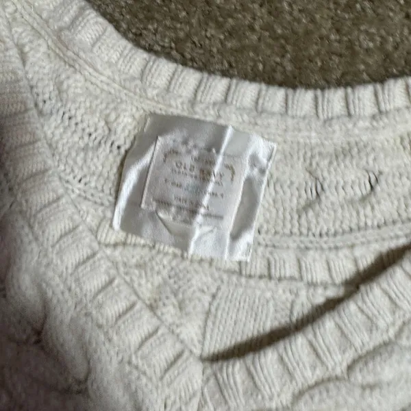 Old Navy Cream Cable Knit Cardigan V-Neck Double Breasted‎ Sweater Ivory L - Image 3