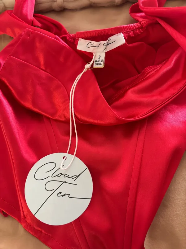 I Just Have to It Have Red Satin Corset - Image 2