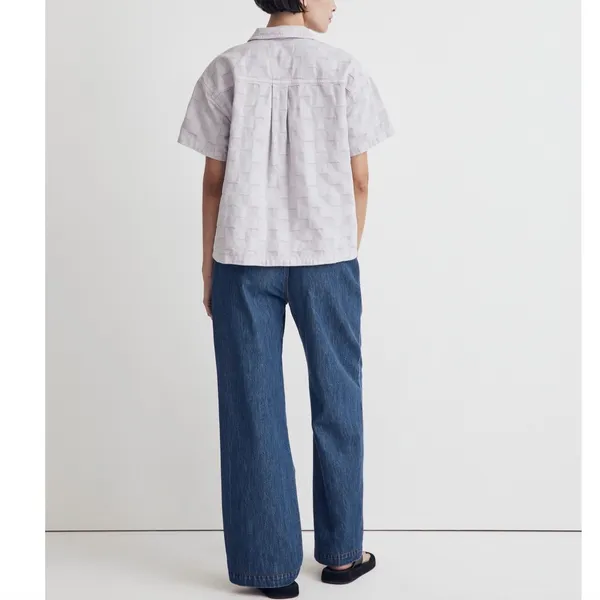 Madewell Garment Dyed Checkerboard Button Up Shirt NL027 Dusty Lavender Size XXL - Image 13