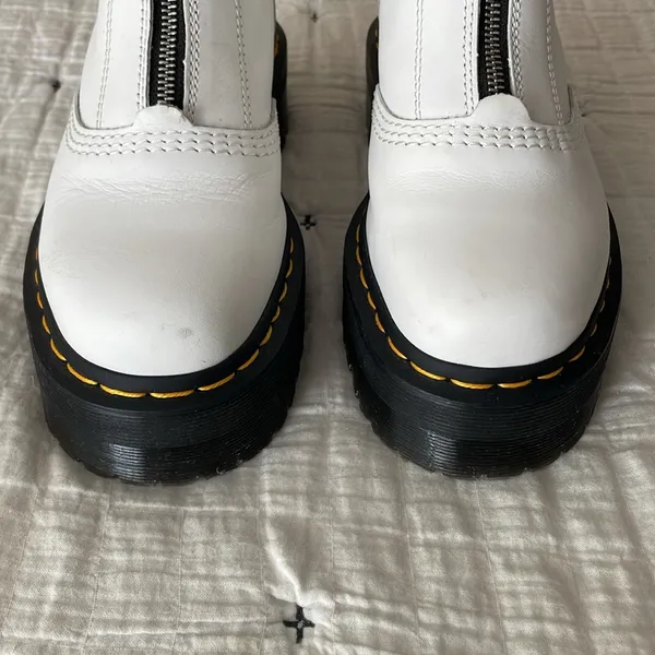 DR. MARTENS Jetta Zipped Sendal Leather Platform Boots in White Size 38 EU 7 US - Image 6