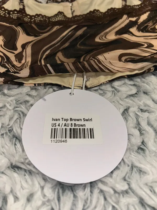 Princess Polly NWT Ivan Top Brown Cream Swirl with Hooks - Image 5