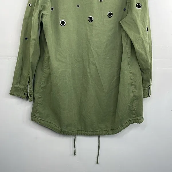 ZARA Oversized Rivet Roll Sleeve Utility Jacket Size X Small Green - Image 12