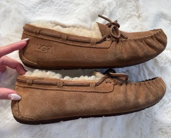 UGG Fur Moccasin Slippers 5 - Chestnut - Image 3