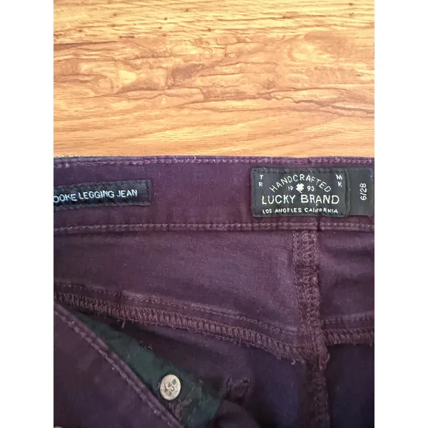 Lucky Brand Brooke Legging Jeans Purple Velour Skinny Pants Size 6/28 - Image 4