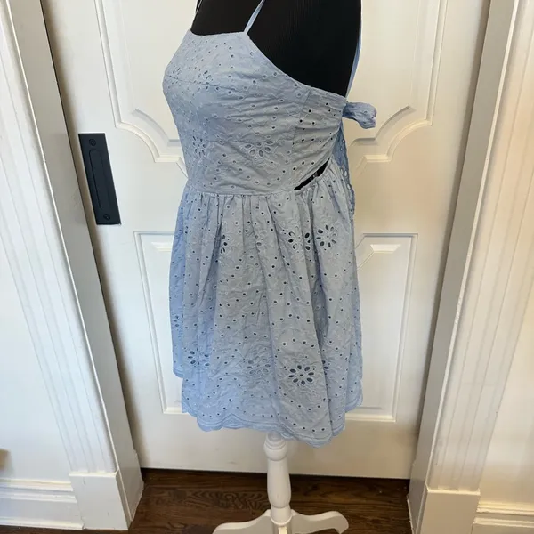 Altar’d State Tie Back Blue Eyelet Sundress Mini Dress Bow NWOT - Image 5