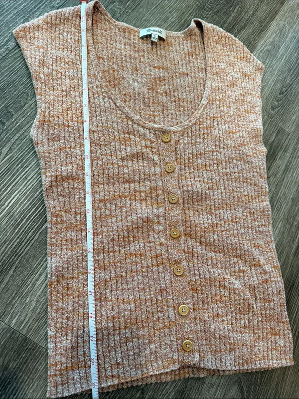 Madewell Marled Shaw Button-Front Sweater Tee Orange tiger medium - Image 6
