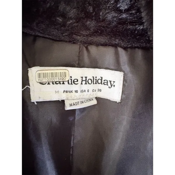 Charlie Holiday Women's‎ Black Faux Fur Jacket Size 6 - Image 5