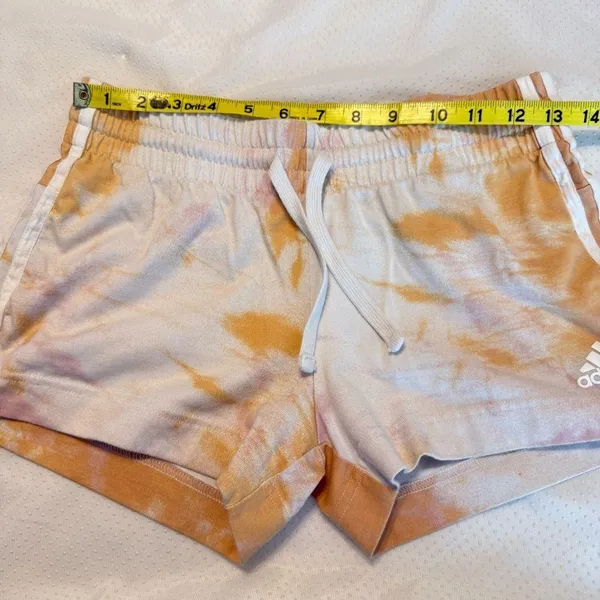 Adidas Tie Dye Shorts Women’s Size Medium Side Stripes Orange Pink - Image 6