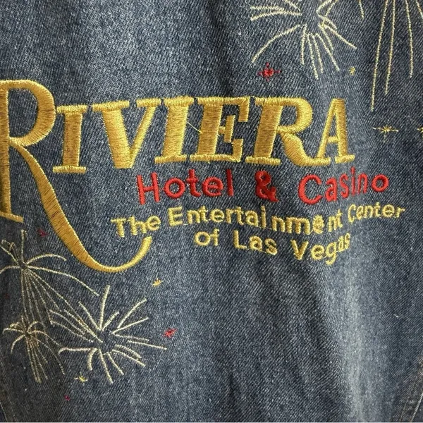 Vintage 90s Riviera Blue Denim jean Jacket with embroidery - Image 7