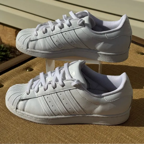 Adidas Superstar Triple White Sneakers Women’s 6.5 Leather Shell Toe - Image 11