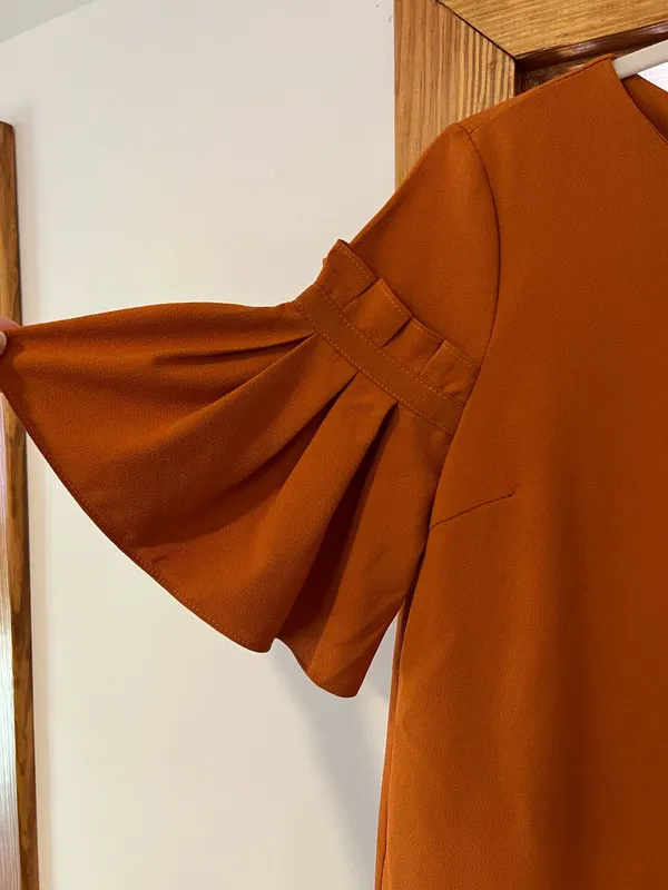She and sky orange mini dress with ruffle sleeve - Image 2