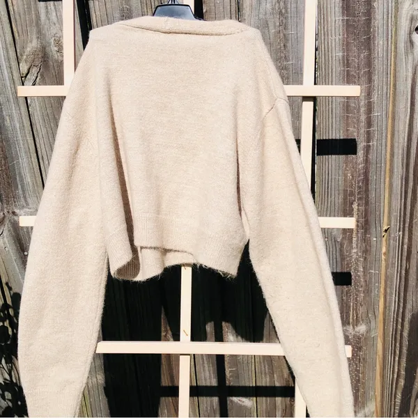 Cropped beige cardigan M Tan Size M - Image 3