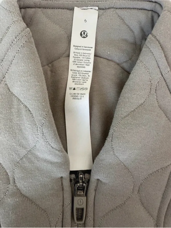 lululemon athletica Light Gray Quilted Zip Jacket - Image 6