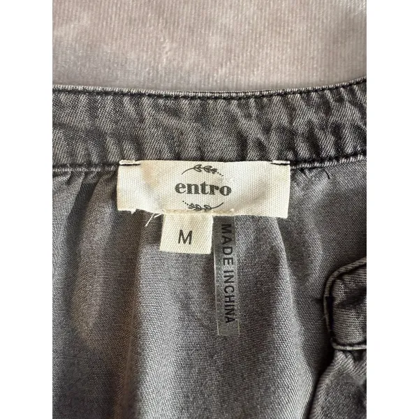 Entro Women's Gray Chambray Tunic‎ Dress Size M Western Chic Prairie Country - Image 4