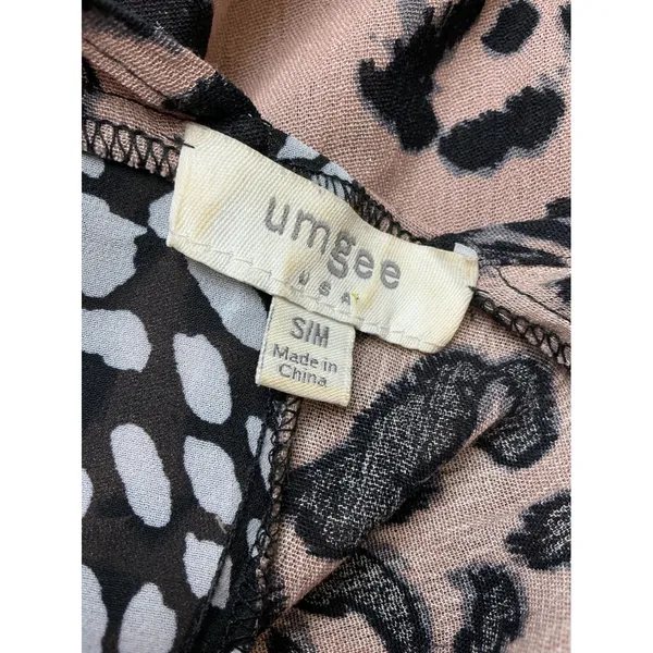 Umgee Womens‎ Leopard Patchwork Ruffle Kimono Wrap Brown Black SM - Image 13