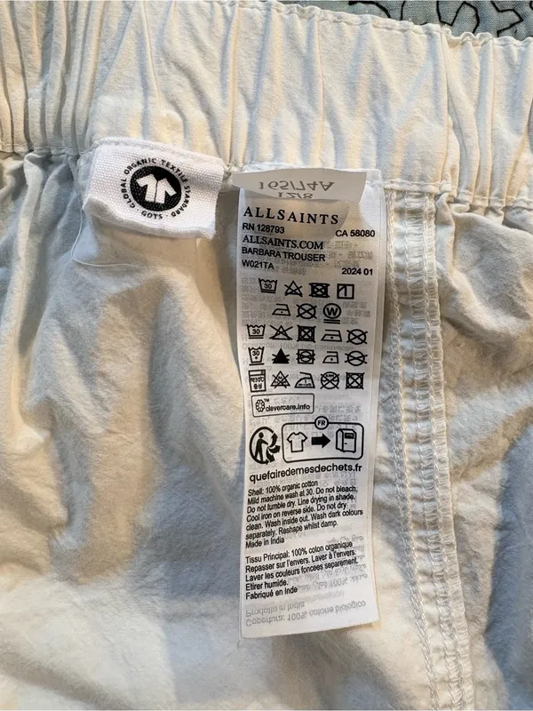 💥AllSaints Barbara White Cargo Parachute Pants Utility Drawstring Hem Sz 8🧡 - Image 12