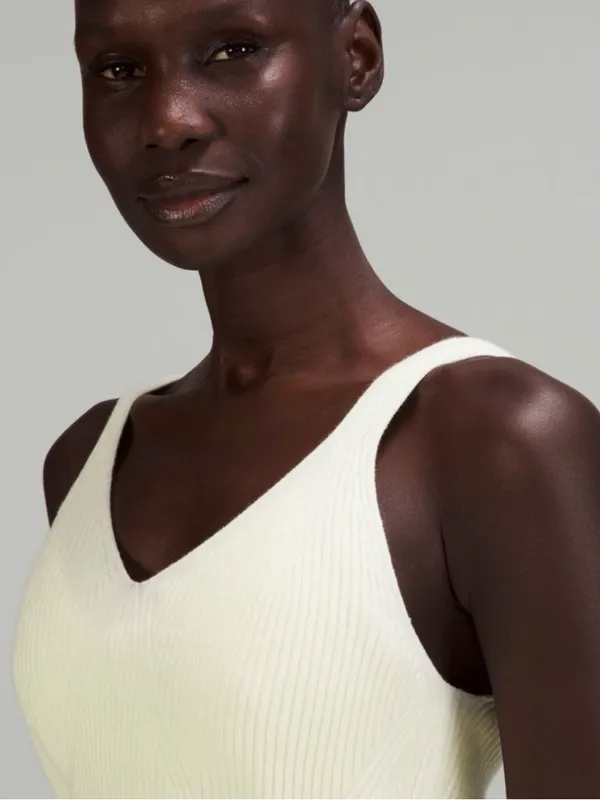Lululemon Ribbed Knit Cropped Tank Top Lemon Sorbet NWT attached Size 12 - Image 4