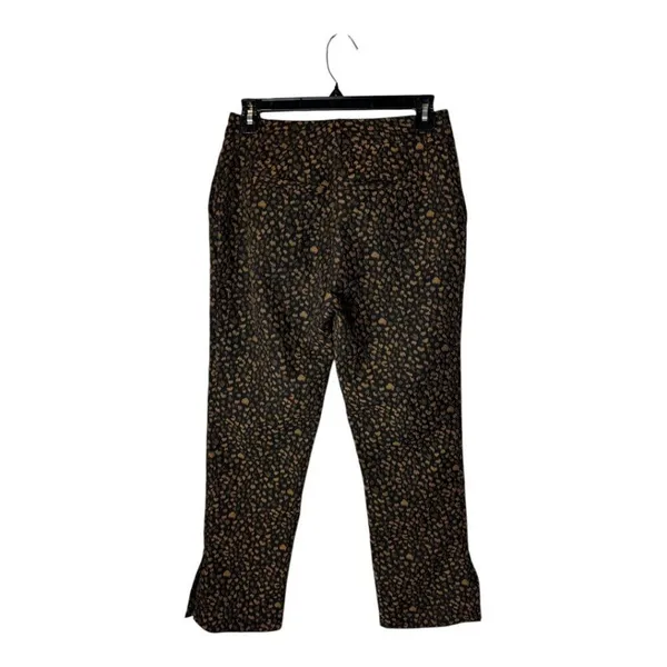 Allen Schwartz Pants Women 0 Black Brown Animal Print Split Hem Flare Trousers‎ - Image 2