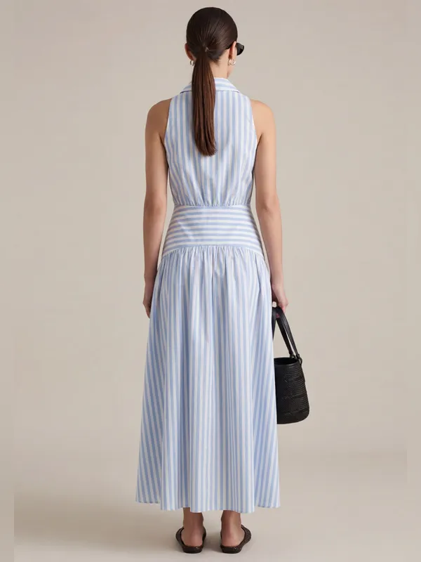 NWT Few Moda Blyss Dress size 4 Light Blue Stripe midi maxi drop waist o.p.t - Image 3