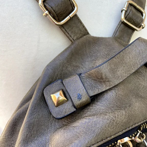 Sasha + Sofi Faux Leather Backpack Olive Brown - Image 3