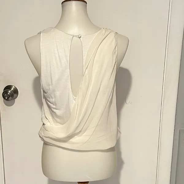 Ivory‎ Cream/White Drape Cascade Women Blouse. No Size Tag.Small - Image 2