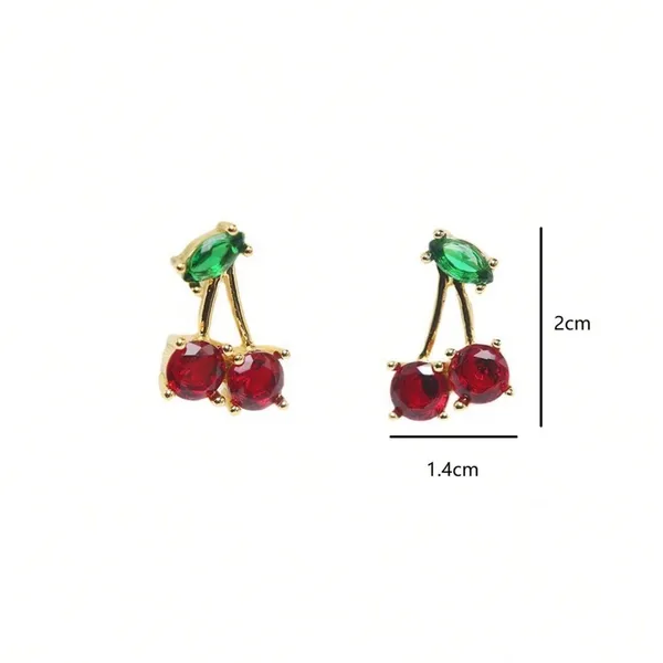 Cherry Gemstone Earrings Gold - Image 6