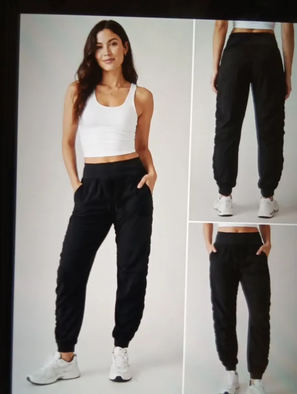 Athleta Attitude Lined Pant Womens Black Ruched Jogger Travel Gorpcore Size 4 - Image 2
