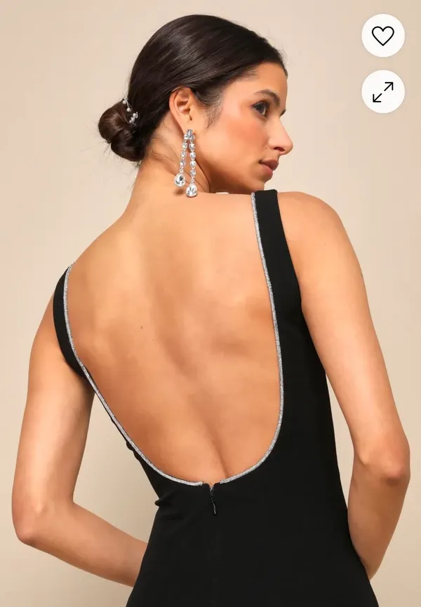 New Lulus Timeless Poise Black Rhinestone Square Neck Backless Maxi Dress 2XL - Image 5