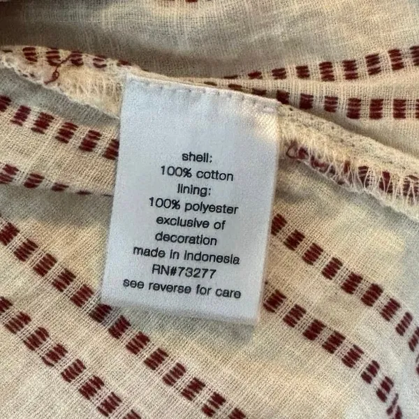 Elizabeth & James Size L Stripe Pintuck Peasant Blouse Red Cream Large - Image 5
