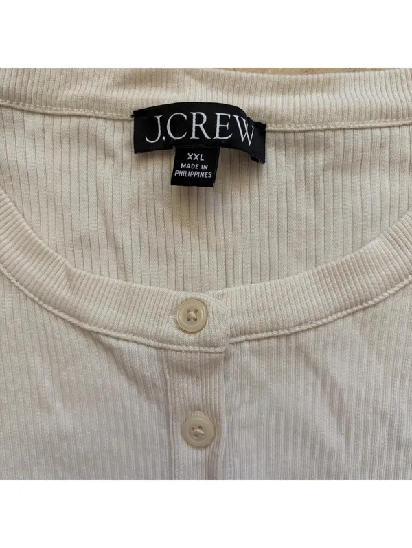 J.Crew Vintage Rib Henley T-Shirt Long-Sleeve Natural Cream Women's Size 2XL XXL - Image 5