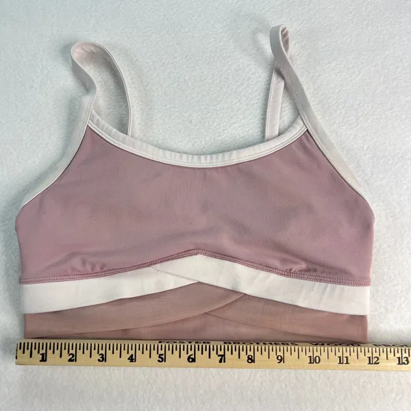 Fabletics Mauve Colorblock‎ Crossover Mesh Sports Bra Womens Small Yoga Running - Image 2