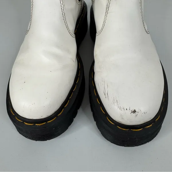 Dr. Martens 2976‎ Smooth White Leather Quad Platform Boots Size 7 - Image 3