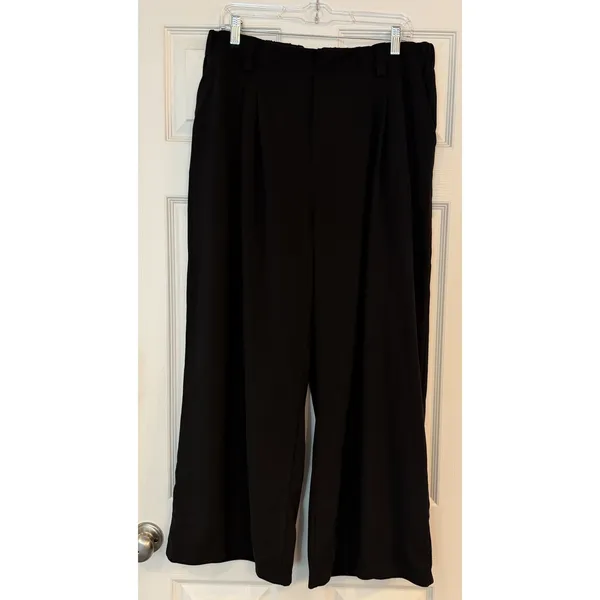 NWT Halara Flex™ High Waisted Wide Leg‎ Waffle Work Pants Pull On PXL Black - Image 3