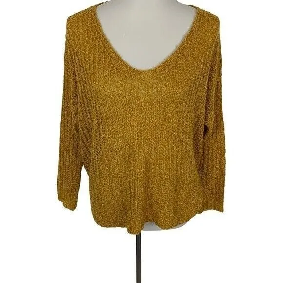 Dreamers Sweater Medium Mustard Knit Cozy Fall Winter Cottagecore - Image 3
