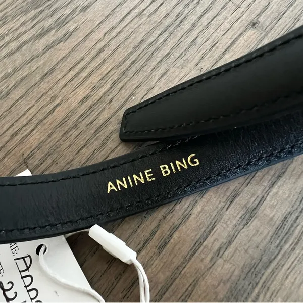 Anine Bing AB Monogram Leather Belt in Black with Gold Hardware - NWT - Image 8