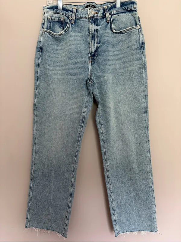 7 For All Mankind Logan Stovepipe Jeans W/ Fringe 31 - Image 2