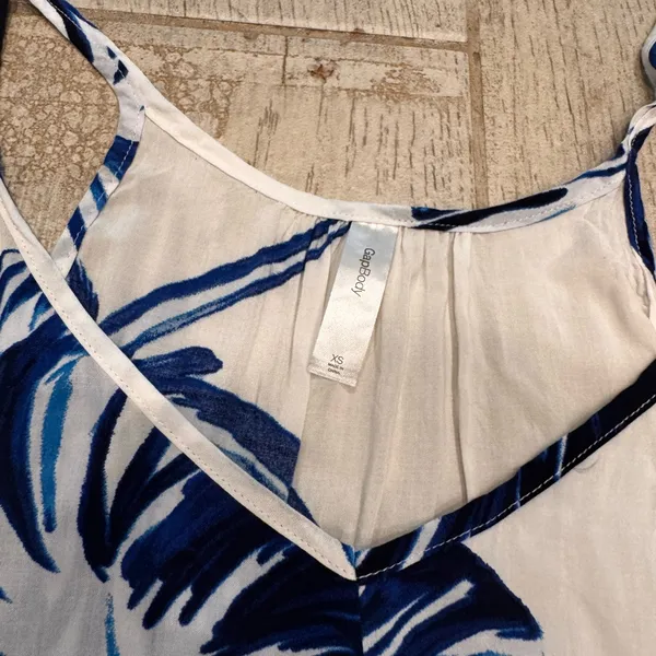 Gap White and Blue Tropical Floral Pajama Set Size XS - Image 4