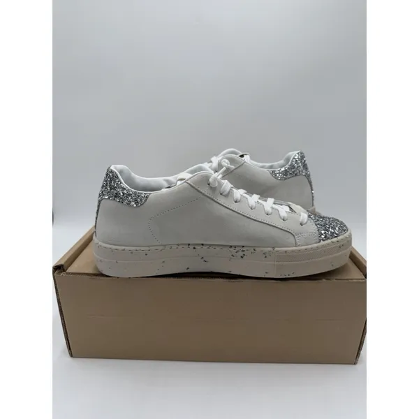 P448 S24Thea Womens Sneakers US Size 11 / EU Size 42 White/Silver Glitter New - Image 7