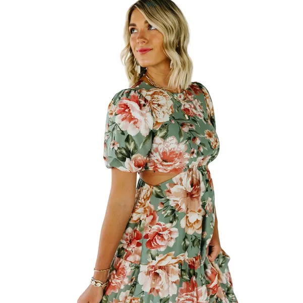 Blu Pepper The Branson‎ Cutout Floral Maxi Dress Size Small - Image 4