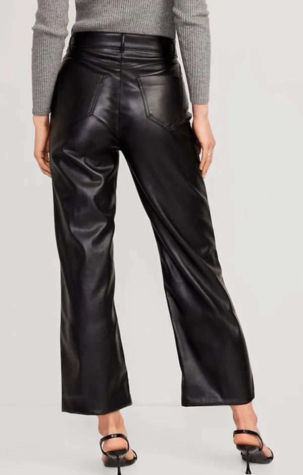 Old Navy High-Waisted Faux-Leather Cropped Wide-Leg Pants - Image 2