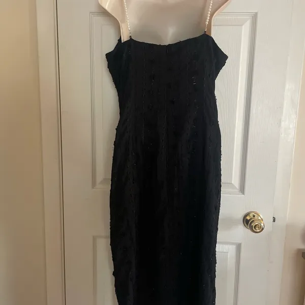 NWT Rihoas Elegant Black Sleeveless Dress With Pearl Detail Straps XL‎ - Image 4