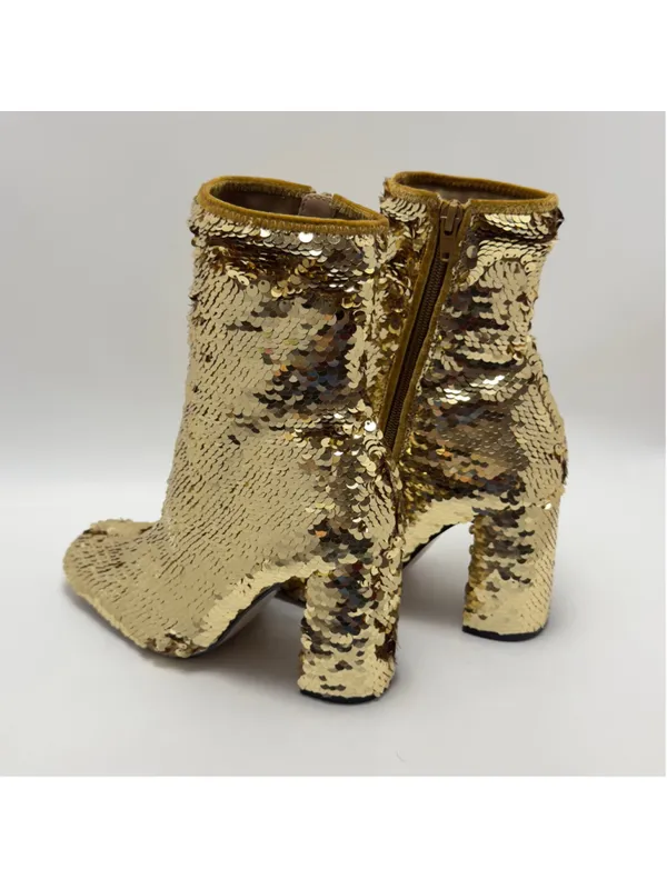 Steve Madden Georgia Gold Sequin Side Zip Ankle Boots Size 6 - Image 9