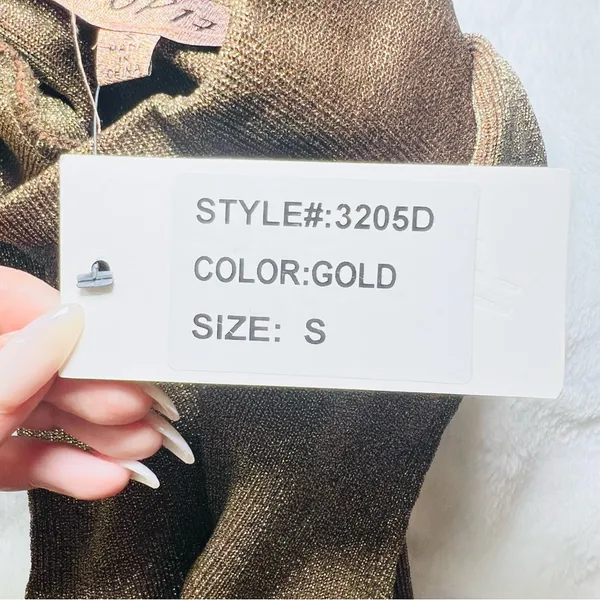Shop17 Gold Metallic High Neck Sleeveless Dress - Small - Image 4