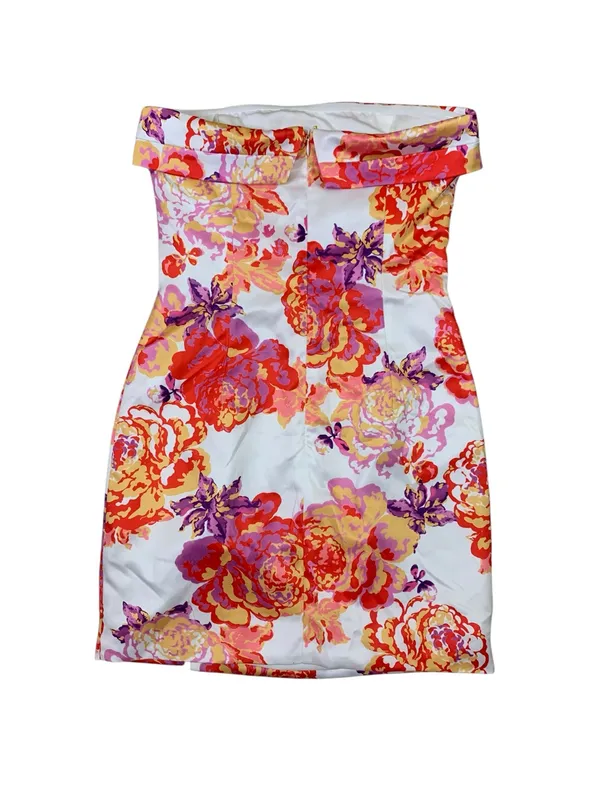 RNWY Jade Acadia Floral Strapless Midi Dress XS Pink Orange Y2K Party Cocktail - Image 4