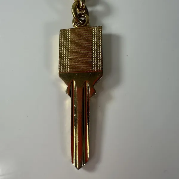 CELINE Keychain Womens One Size Gold Key Shape Horse Carriage Logo Made Italy - Image 7