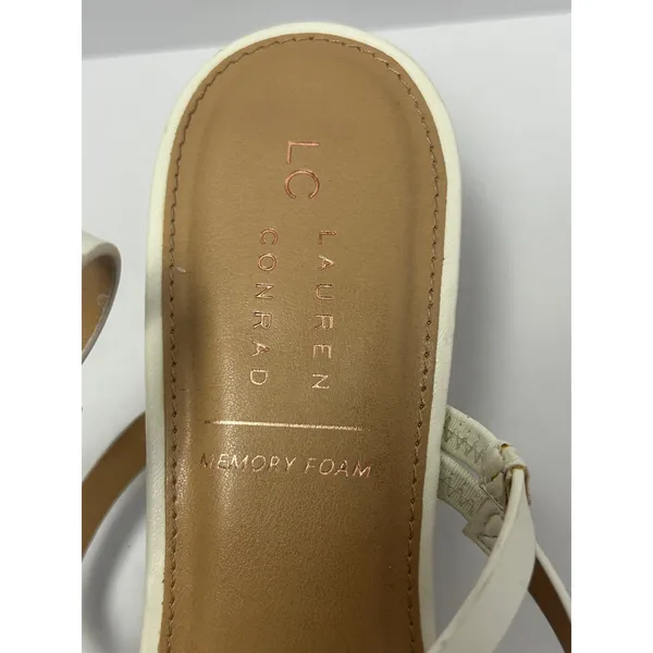 LC Lauren‎ Conrad Womens White Strappy Block Heel Sandals Square Toe Size 9 - Image 4