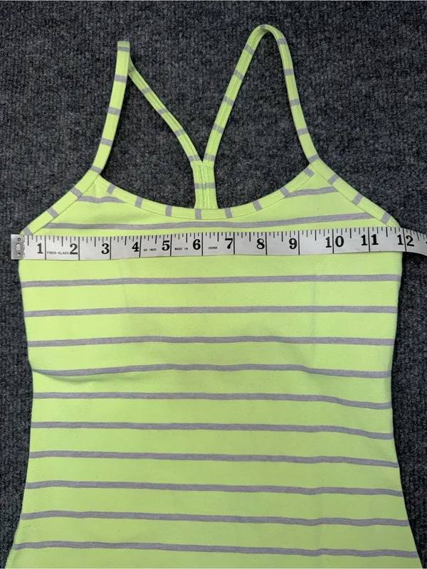 Lululemon Athletica Power Y Tank in a neon yellow and grey striped - Image 5
