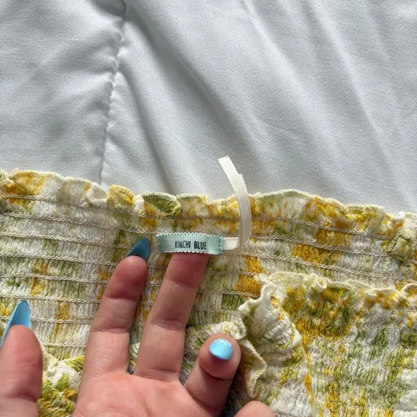 Kimchi Blue Yellow Floral Smocked Strapless Midi Dress Small Cottagecore Prairie - Image 6